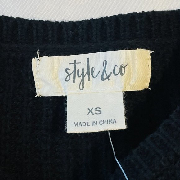 Style and Company Black Knitted Sweater with Rhinestones Size Extra Small Peak - Picture 6 of 11